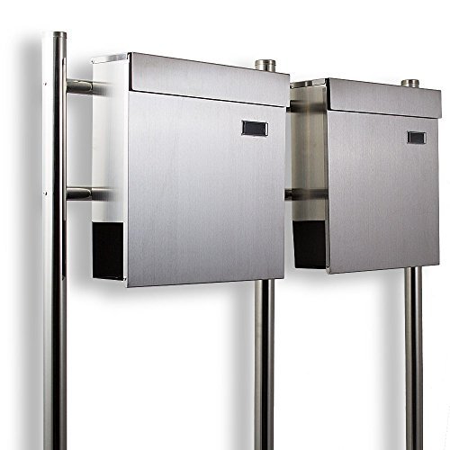 Doppelstandbriefkasten aus gebürsteten Edelstahl Briefkastenanlage Postkasten Briefkasten Eckig