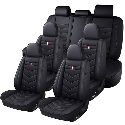 Axflong Car Seat Cover 7 Seats for Chevrolet Suburban 2000-2025, Durable Wear Resistant Waterproof Vehicle Cushion Cover, Breathable No Odor Premium Leather Vehicle Seat Covers.(Standard,Black)