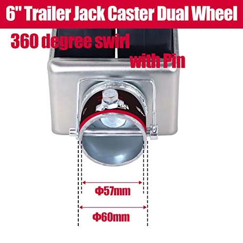 Nbjingyi 6" 2000Lbs Dual Trailer Swirl Jack Caster Wheel With Pin Fits Any Jack Better Soft Ground Roll #TOP5