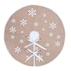 MACTING Countryside Burlap Tree Skirt Christmas White Snowflake Printed Xmas New Year Holiday Decorations Indoor Outdoor Khaki 48