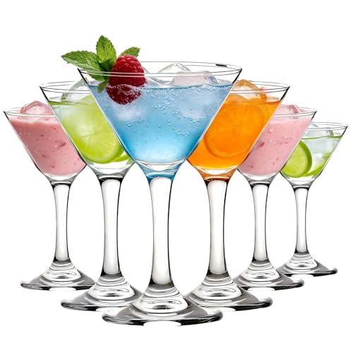 YASHIIN Klassisches Martini Glas Set von 6 110ml Cocktail Gläser Hochwertiger Bleifreier Kristall für Martini Cocktails Mischte Getränke