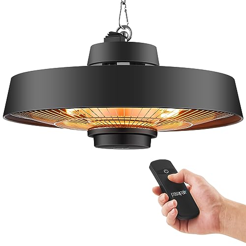 Pasapair Electric Patio Hanging Heater 1500W, Infrared Patio Heater for Indoor and Outdoor,1s Fast Heating,Ceiling Mounted Heater With Remote,IP44 Waterproof