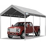 ADVANCE OUTDOOR 10x20 ft Heavy Duty Carport Potable Car Canopy Garage Party Tent Boat Shelter, Adjustable Height from 9.5 ft to 11 ft - Gray