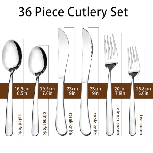 Silverware Set with Steak Knives, 36-Piece Flatware Set for 6 Cutlery Set - image 2