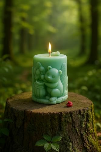 Image of Teddy Honey Pot Candle & Moonlit Jasmine Car Hanging Diffuser - Home Decor & Car Fragrance Combo