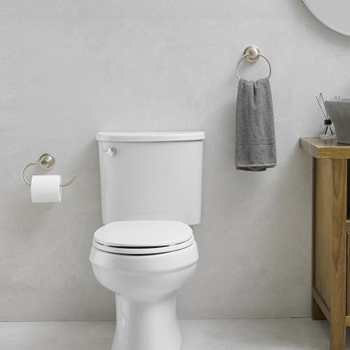 Hoimpro Brushed Nickel 2-Piece Bathroom Bath Set, Wall Mounted Bathroom Hardware Fixture (Towel Ring Holder, Toilet Paper Towel Holder), Bathroom Accessories, Stainless Steel and Zinc Alloy - Thumbnail 7