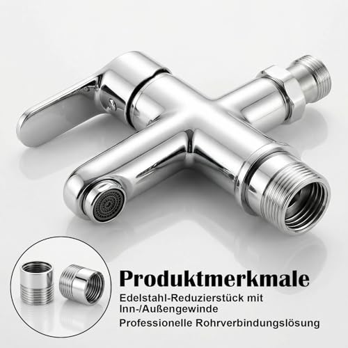 RDTOK Reduzierstück 3/4 auf 1/2 Zoll Mit Dichtungen, Edelstahl Gewindeadapter 3/4 zoll auf 1/2 Zoll Adapter, Reduzierstück 1/2\ IG auf 3/4\ AG, Für Gartenschlauch, Waschmaschine, Wasserhahn