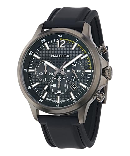 Opiniones de Relojes Nautica Top 10. 46 Nautica NCT Blue Ocean Reloj con correa de silicona, Negro -