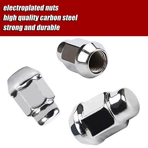 Image of 20PCS Chrome Bulge Acorn Lug Nuts, 1.4 inch, 1 /2-20 | Closed End, Cone Seat, 19mm Hex Wheel, For Bronco Cherokee Liberty Mustang Ranger Explorer YJ TJ KJ KK ZJ WJ WK XK MJ XJ