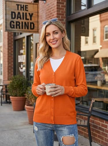 Image of VIISHOW Women Long Sleeve Button Down V Neck Lightweight Basic Knit Sweater Cardigan