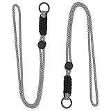 PATIKIL 2 Pcs Paracord Lanyard Necklace, Paracord Lanyard with Split Ring & Clip, Color Matching String for Outdoor Activities, Bag Pendant, Keys, Black & White