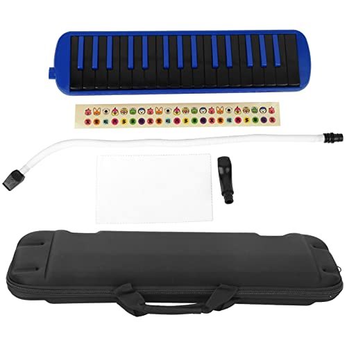 Melodica 32 Key Wind Musical Instrument for Beginner Practice Bag, Professional Accessories (Blue)