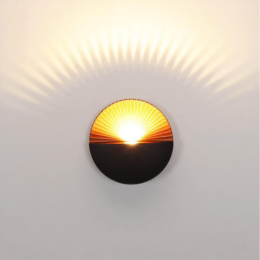 SXSCARKX Wall Light Indoor LED 5W 3000K Warm White Modern Aluminum Lamp Decorative Sconce for Living Room Bedroom Hallway Corridor Stairs Hall, Black