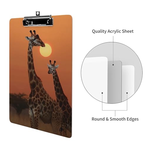 Porte-bloc acrylique A4 girafe pour notes et examens de bureau au format 31,8 cm - 3