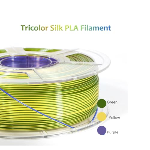 Image of FiLAMONT PLA Silk Filament 1.75mm, 3D Printer Filament, Shiny Silk 1.75 PLA Filament, 1kg(2.2Lbs) /Spool (Silk Emerald Green,Purple Yellow)