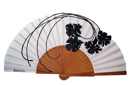 Abanico de flores/Abanico español/Abanico pintado a mano/Abanico flamenco/Abanico de madera/Abanicos Sevilla/Ventilador de mano "Siluetas en flor"