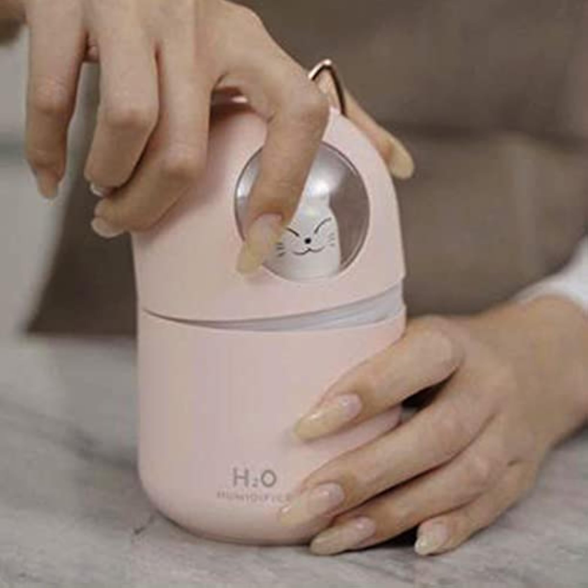 300ML Ultrasonic Air Humidifier Aroma Essential Diffuser Pink