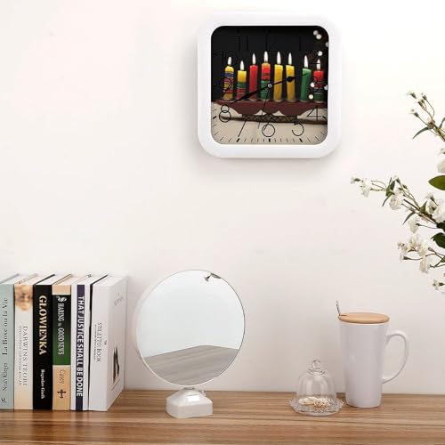 Horloge murale carrée Kwanzaa vintage et silencieuse pour la maison - 5