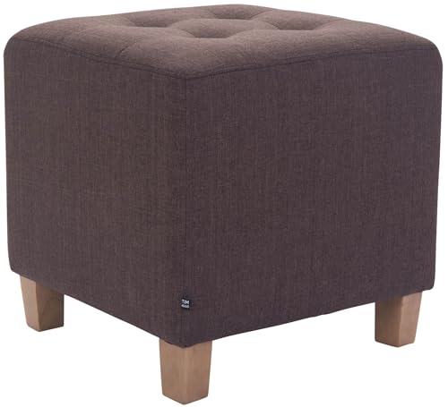 CLP Taburete Puff Bajo Pharao Tapizado En Tela & Altura De Asiento 46cm I Taburete Reposapiés Acolchado, Color:marrón