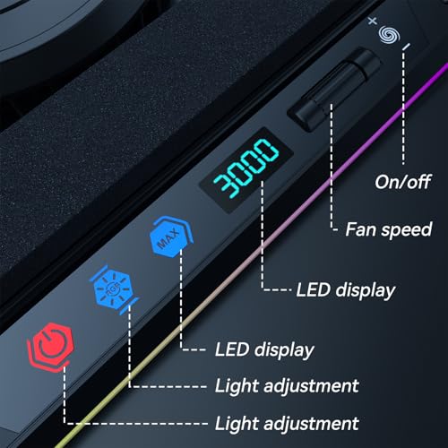Image of ICE COOREL Gaming Laptop Cooling Pad with Powerful Turbofan, Laptop Fan Cooling Pad for Laptop 15-21 Inches, RGB Laptop Cooler Stand with 8 Height Adjustable, Infinitely Variable Speed, LCD Screen