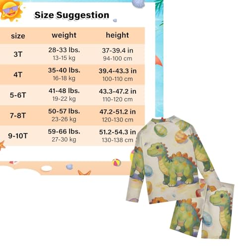 Bañador de manga larga para niños con protección UV y estampado de dinosaurio 3