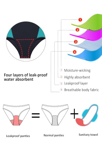 Image of Beautikini Period Swimwear One Piece Leakproof Menstrual Swimsuit Racerback Color Block Bathing Suit for Teen Girls Women