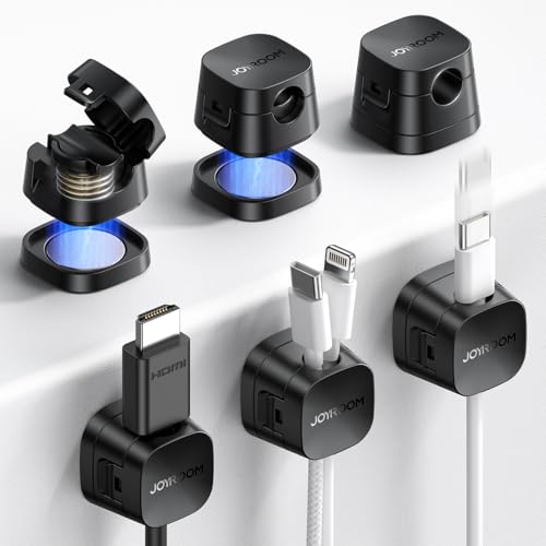 JOYROOM 6-Pack Detachable Magnetic Cord Organizer, Adhesive Cable Clips