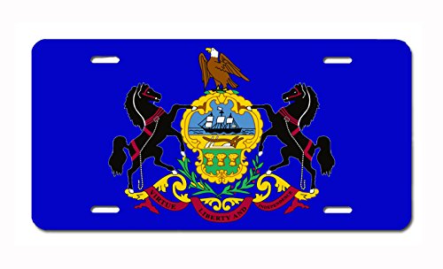 Carpe Diem Designs Pennsylvania State Flag License Plate, Automobile 6X12, 3 Sizes, Vanity Plate for Cars Front Bumper, Wagon, Wheelchair, Toys, Made in The USA, .032 Thick Aluminum