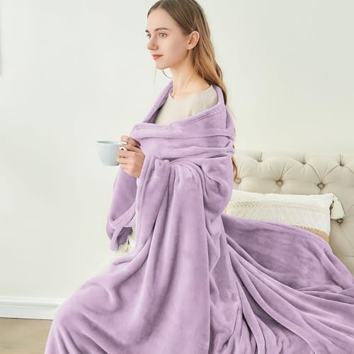Image of BEDELITE Fleece Blanket Twin Size Lilac Throw Blankets for Couch & Bed, 300GSM Luxury Plush Cozy Fuzzy Blanket 60x80 inches, Super Soft Warm Lightweight Throw Blanket for Travel Camping