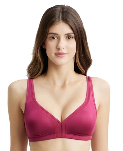 Image of Jockey 1820 Women Wirefree Non Padded Soft Touch Microfiber Elastane Stretch Full Coverage Everyday Bra with Stylised Mesh Panel