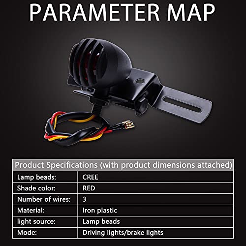 KEEPDSGN 12V Motorrad Rücklicht Bremslicht Kennzeichnenleuchte mit Halter Bullet Steel Gehäuse Motorradlicht für Chopper Bobber Chopper Cruiser Dyna Glide Sportster Cafe Racer.