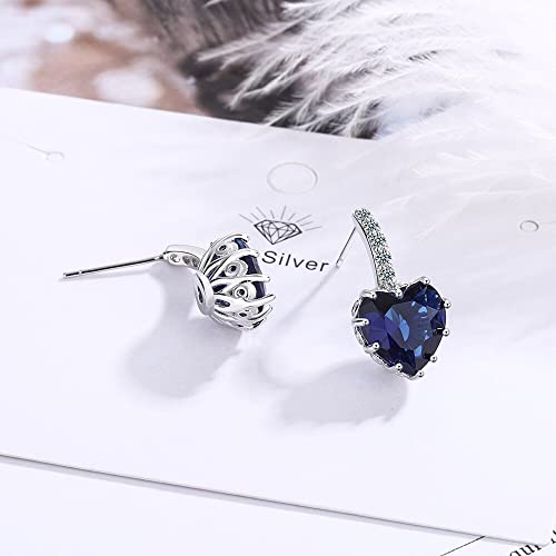 Boucles d'oreilles coeur argent sterling cristal pendantes puces