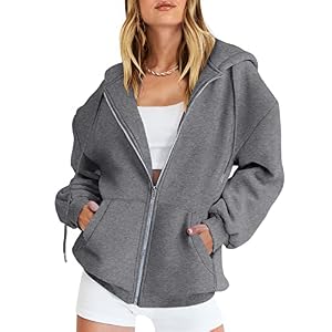 ANRABESS Women’s Oversized Zip Up Hoodies Sweatshirts Y2K Clothes Teen Girl Fall Casual Drawstring Jackets with Pockets