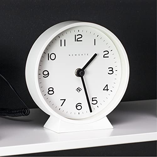 Newgate® M Mantel Silent Sweep Mantel Clock - 'No Tick' - A Modern Tabletop Clock - Small Clock - Living Room Clock - Office Clock - Desk Clock - Minimalist Dial (Pebble White) #TOP3