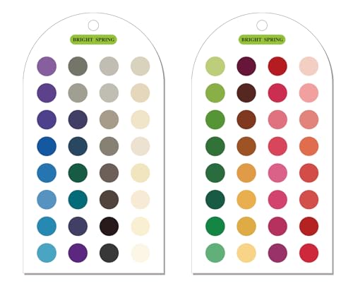 Ultimate 12 Season Color Analysis Template Cards (Set of 2),Portable Color Matching Guide for Outfits & Makeup,Scratch-Proof Double-Sided Palette with 60+ Color & Bead Ball Chains (Bright Spring)