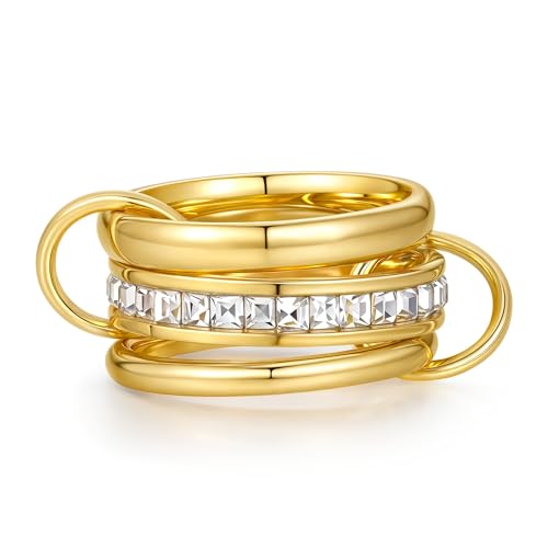YeGieonr Bagues Femme Or – Bagues Auriculaire pour Femmes Anneaux Entrelacés, Bague Doré Acier Inoxydable Plaqué Or, Bijoux Cadeau pour Femme