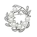 Produktbild QPODGQ Brosche Brosche   Blume Shinning Silber Farbe Überzogener Blumenkranz Brosche Pins Mit Simulierten Perlen Für Frauen