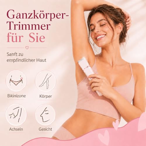 Rasierer Damen, 3-in-1 Intimrasierer für Frauen, für Körper & Intimbereich mit LED-Anzeige, Damenrasierer elektrisch IPX7… – Ansicht 6
