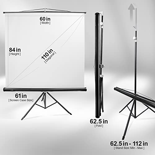 Js Julius Studio 110" Collapsible White Projector Screen With Stand Kit, 5Ft.(W) X 7Ft.(H) Foldable & Adjustable Background Backdrop, Aluminum Case, Photo Video, Professional Photography, Jsag666 #TOP5