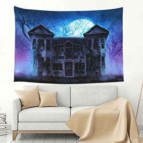 Halloween Haunted House Printed Tapestry, Aesthetic Funny Wall Hanging For Bedroom Living Room Dorm Home Decor 60 X 40 Inches #TOP2