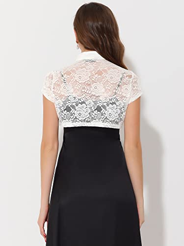 Image of Allegra K Women's Lace Cardigan Stand Collar Short Elegant Shrug Open Front Cropped Bolero Cardigan