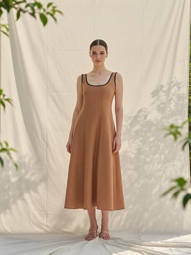 PURVAJA brown linen dress – image 4