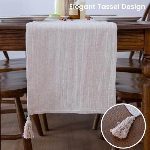 Simple&Opulence Linen Cotton Table Runner, Farmhouse Table Runner with Tassels for Bohemian Rustic Wedding, Bridal Shower, Dinner （14 x 108 Inch - Linen ） by Simple&Opulence - Used condition - Image 6