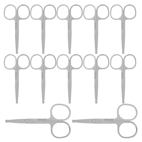 UKCOCO 12 Tijeras de Laboratorio Pequeñas de Acero Inoxidable, Set 12 Piezas 6 Puntas Redondeadas y 6 Puntas Puntiagudas, Tijeras de Precisión para Cuidado Personal, Cejas y Uso