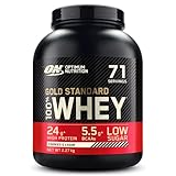 Zucker- und fettarm Optimum Nutrition ON Gold Standard Whey Protein Pulver, Eiweißpulver zum Muskelaufbau, natürlich enthaltene BCAA und Glutamin, Cookies & Cream, 71 Portionen, 2.27kg, Verpackung kann Variieren