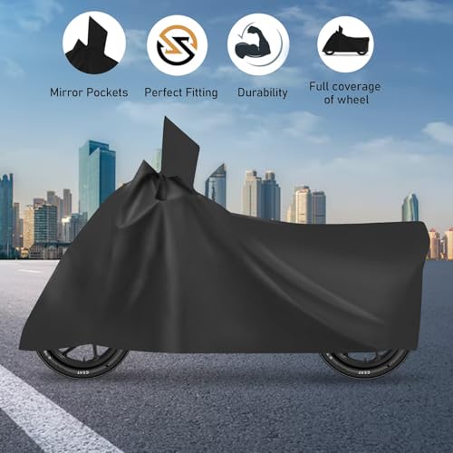 Image of Auto Hub Waterproof Bike Body Cover for Activa All Models, Dustproof, UV Protection, Belt Buckle - Black