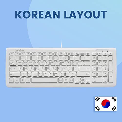 Perixx Periboard-208W Kr, Wired Compact Usb Keyboard - 15.28X5.39X0.91 Inches With Number Pad - Glossy White - Korean Layout #TOP1