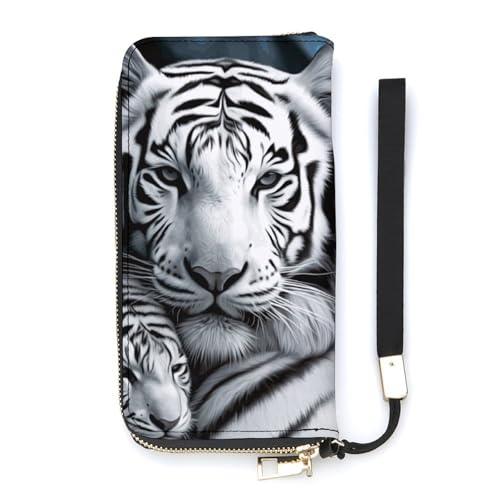 Portefeuille long cuir synthétique White Tiger blanc pour voyages