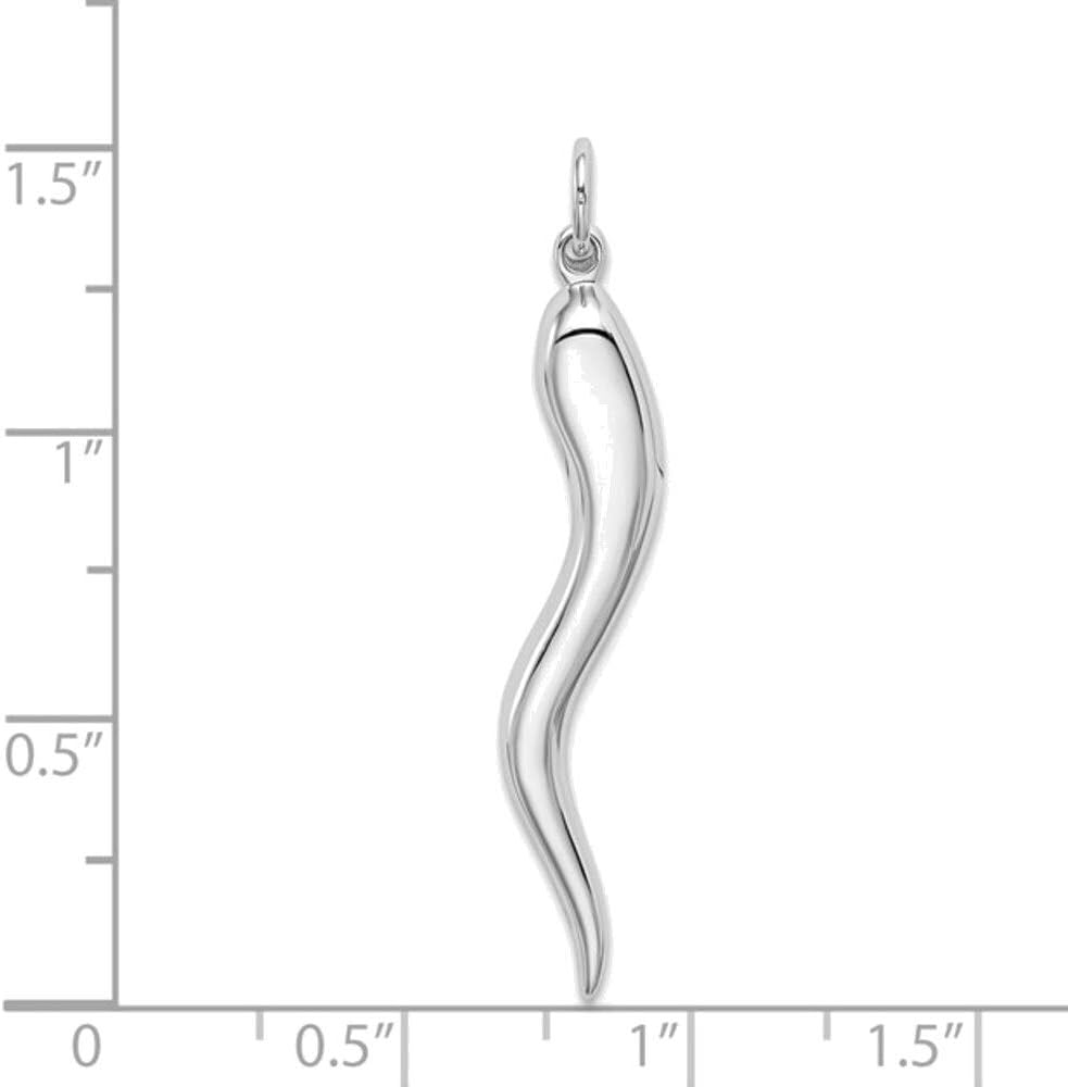 Bonyak Jewelry 14k White Gold Solid Polished 3-D Large Italian Horn Charm Timeles