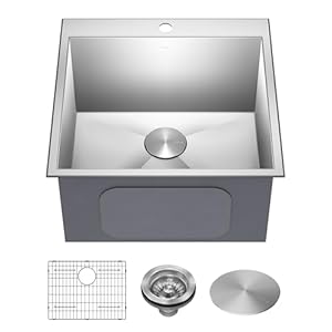 KRAUS Standart PRO 22-inch Drop-In Top Mount 16 Gauge Stainless Steel Single Bowl Laundry Utility Sink, KHT301-22L